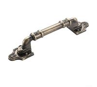 Zeroupshop Maniglia per porta europea in lega di alluminio anticata con design push-pull, decorativa resistente alla ruggine, per armadi, cassetti, mobili, distanza tra i fori 96 mm (bronzo antico - L