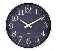 Zeroupshop Orologio da parete silenzioso al quarzo rotondo senza ticchettio, 30 cm, cornice in plastica, grandi numeri trasparenti per una facile lettura, design moderno, per soggiorno, camera da