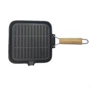 zeroupshop Padella in ghisa per cottura al calore, 24 cm | Segni di griglia a strisce, eccellente ritenzione del calore, piano cottura e forno, ghisa, facile da riporre