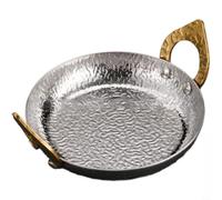 Zeroupshop Pentola calda in acciaio inossidabile 304 in stile tailandese, padella retrò con doppio manico, per cucinare zuppe di pesce, argento, 16 cm (26 cm)