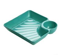 zeroupshop Piatto quadrato diviso per gnocchi con scomparto per salsa per cucina e servizio quotidiano, vassoio in plastica PP infrangibile per sushi tapas Gyoza, 18,3 cm, verde (verde)