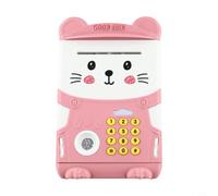 Zeroupshop Salvadanaio intelligente, elettronico, di sicurezza delle impronte digitali, con password, grande capacità, simulazione di denaro per la decorazione della camera dei bambini (rosa chiaro)
