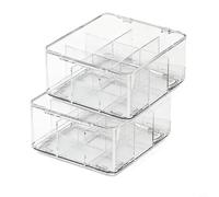 Zeroupshop Scatola portaoggetti trasparente con coperchio, organizer impilabile antipolvere con scomparti per carte da collezione, custodia da scrivania in PP trasparente, set da 9 pezzi (due