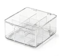 Zeroupshop Scatola portaoggetti trasparente con coperchio, organizer impilabile antipolvere con scomparti per carte da collezione, custodia da scrivania in PP trasparente, set da 9 pezzi (un