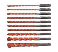 Zeroupshop Set di 10 punte per trapano in carburo per muratura, codolo esagonale da 1/4", per cemento, mattoni, vetro, piastrelle, acciaio inossidabile, kit di perforazione per martello multimateriale