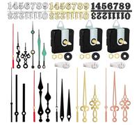 Zeroupshop Set di 3 movimenti per orologio al quarzo, alimentato a batteria, con 7 stili di lancette per sostituire le parti rotte dell'orologio da parete o personalizzare orologi in casa o in ufficio