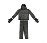 Zeroupshop Set di 4 pezzi di protezione dagli insetti per adulti, con giacca con cappuccio, pantaloni e guanti, in rete nera traspirante, per prevenire i morsi in campeggio, caccia e giardinaggio (M)