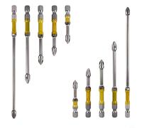 Zeroupshop Set di 5 punte per cacciavite elettrico, testa a croce magnetica per Phillips in lega di acciaio, design Nunchaku, diverse dimensioni 50 mm-150 mm, per riparazioni domestiche ed elettronica