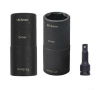 Zeroupshop Set di chiavi a bussola per dadi ruota con design a doppia estremità da 18,5 mm, 19,5 mm, 20,5 mm e 21,5 mm, attacco esagonale per una presa sicura, include barra di estensione da 1/2" per