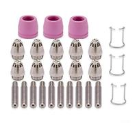 Zeroupshop Set di ugelli per taglio al plasma SG55 AG60 Air Plasma Cutters Kit da 26 pezzi di consumo con elettrodi, ugelli, per coppe e guide