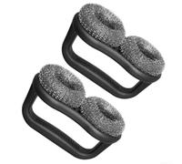 Zeroupshop Spazzola ergonomica per la pulizia del barbecue, 20 cm | Confezione da due pezzi, materiale in acciaio inossidabile, pulisce in profondità le griglie e sostituisce facilmente le