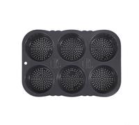 Zeroupshop Stampo per panini in silicone a 6 cavità, antiaderente, per panini per hamburger, vassoio flessibile con distribuzione uniforme del calore, grigio, 34 x 23 x 4,1 cm