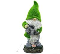 zeroupshop Statua per solare da per giardino in Resina Impermeabile IP44 | per solare, ricarica automatica, per luce notturna calda, design gnomo, resina durevole