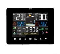 Zeroupshop Stazione meteo con schermo a colori, termometro digitale e igrometro per interni ed esterni, previsioni 12 ore, display grande, sveglia, commutabile in °C/°F, nero