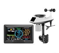 Zeroupshop Stazione meteo wireless con sensore esterno, igrometro digitale, termometro, barometro, pluviometro e monitor UV, portata 100 m, sveglia previsioni reali per giardino domestico (A)