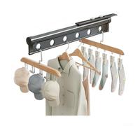 Zeroupshop Stendibiancheria regolabile, in metallo, espandibile, con design multi-foro antivento, per balcone, bagno o termosifone, supporto salvaspazio grigio (41-50 cm) (6 fori)