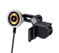 Zeroupshop Supporto magnetico wireless da auto da 15 W, supporto pieghevole con rotazione a 360°, supporto di ricarica rapida compatibile con Samsung, staffa in lega resistente al calore per una guida