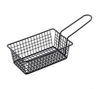 Zeroupshop Supporto per friggere in acciaio inox resistente, per patatine fritte, pollo fritto, snack con manico ergonomico, cestino quadrato impilabile per cucina, bar, barbecue, uso esterno