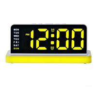 Zeroupshop Sveglia digitale a LED con grande schermo, luce notturna regolabile, display della data, formato 12/24 ore, per casa, ufficio, camera da letto, bianco (giallo)