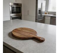 Zeroupshop Tagliere rotondo per pizza in legno di acacia, 30,5 cm, con manico, vassoio da taglio e da portata per formaggi, antipasti, bistecca, utensile da cucina