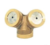 Zeroupshop Ugello spruzzatore da giardino in ottone, regolabile da 100 a 400 l/h, con diametro di 1-1,8 m, raccordo per irrigazione in rame per la cura delle piante del prato, dorato (doppia testa)