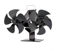 Zeroupshop Ventola per stufa alimentata a calore, silenziosa, per una distribuzione efficiente dell'aria calda, montaggio magnetico sul tubo della stufa, nero, 22,5 x 11 cm