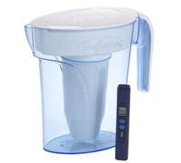 ZeroWater Caraffa Filtrante per Acqua a 5 Fasi da 1,4 L - Brocca Acqua Filtrante con Certificazione NSF - Riduce la Presenza di Piombo PFOA/PFOS e Altri Metalli Pesanti - Bianca e Blu