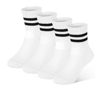 ZERULETS Calzini sportivi per bambini, in cotone, 4 paia di calzini per bambini, per bambini e bambine, per 1-12 anni, #3 bianco, 6-8 Jahre