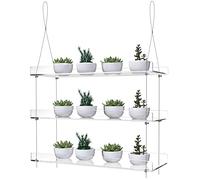 ZerzSemp Mensola trasparente da appendere per piante, da appendere alla parete, per interni, per esporre vasi di fiori, per coltivare erbe, microgreens, piante grasse, fiori