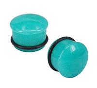 ZeSen Jewel Mozambico Amazonite Pietra Naturale Orecchio Orecchio Plug Gauge Temperamento Nobile Singolo Orecchio del Chiarore Expander Tunnel (2) Gauge = 11/16" (18mm)