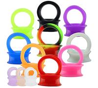 ZeSen Jewelry 12 Paia Silicone Tunnel Flessibili Dilatatori Orecchio Plug Doppio Svasatore, per Orecchie Stretching Orecchio Expander (Gauge=2g(6mm))
