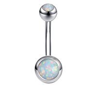 ZeSen Jewelry 14g Anelli di Ombelico di Fuoco Opale 316l Acciaio Chirurgico Pancia Ombelico Anello Gioielli Body Piercing (Bianco)
