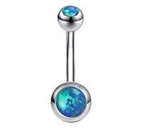 ZeSen Jewelry 14g Anelli di Ombelico di Fuoco Opale 316l Acciaio Chirurgico Pancia Ombelico Anello Gioielli Body Piercing (Blu Verde)
