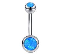ZeSen Jewelry 14g Anelli di Ombelico di Fuoco Opale 316l Acciaio Chirurgico Pancia Ombelico Anello Gioielli Body Piercing (Blu)