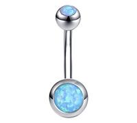 ZeSen Jewelry 14g Anelli di Ombelico di Fuoco Opale 316l Acciaio Chirurgico Pancia Ombelico Anello Gioielli Body Piercing (Azzurro)