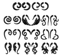 ZeSen Jewelry 16g Graceful Tribal Spirale Falso dell'orecchio Indicatori Acrilico Coni Fake Plugs Orecchini Horn 11 Coppie Mista Styles