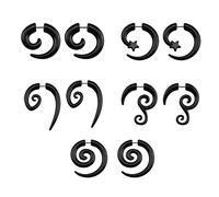 ZeSen Jewelry 16g Graceful Tribal spirale falso dell'orecchio Indicatori acrilico coni fake plugs Orecchini Horn Nero spirale stile