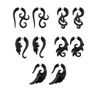 ZeSen Jewelry 16g Graceful Tribal Spirale Falso dell'orecchio Indicatori Acrilico Coni Fake Plugs Orecchini Horn Nero Tribal-Style