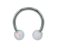 ZeSen Jewelry 16G Opal Herradura Nariz, Acero Inoxidable Circular Barbell Nariz, 8/10mm ARO Labio Helix Trago Septum Anillo (Diametro: 10mm, Opale Bianco)