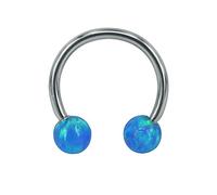 ZeSen Jewelry 16G Opal Herradura Nariz, Acero Inoxidable Circular Barbell Nariz, 8/10mm ARO Labio Helix Trago Septum Anillo (Diametro: 8mm, Opale Blu)