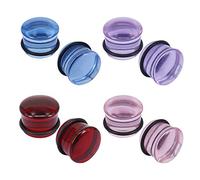 ZeSen Jewelry 4 Paia Dilatatori Orecchio Vetro Forma Fungo per Dilatare Il Lobo Dell'orecchio Kit Piercing 4G-5/8 inch
