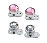 ZeSen Jewelry 4PCS 14g Bianco / 2 di Cristallo Dermal Anchor Top e Base in Acciaio Chirurgico Dermal Corpo penetrante Rosa