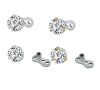 ZeSen Jewelry Acciaio chirurgico Shiny rRound Cubic Zirconia Tops Dermal Anchor e Microdermals Base penetrante 14g 4 pezzi Cubic Zirconia: 4mm