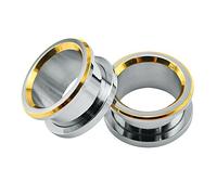ZeSen Jewelry Acciaio Inossidabile 316L 2 Gioielli Bevel Bordo Carne di Orecchio del traforo della Spina di Orecchio Calibri espansori Corpo (2) Gauge = 0g (8mm) Oro