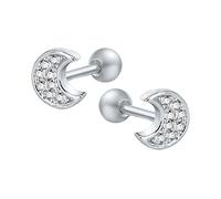 ZeSen Jewelry Orecchio 16g Sparkling zirconi in Acciaio Inox Orecchini Tragus Helix Conch cartilagine penetrante (2) Luna