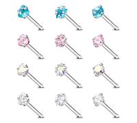 ZeSen Jewelry Piercing da naso in acciaio inox chirurgico da 20 g, 9-12 pezzi, Acciaio inossidabile