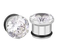 ZeSen Jewelry Tappi per Le Orecchie Gauge Chirurgico Inox Singola Flare CZ della radura con O-Anello barella Expander penetrante Gauge = 5/8" (16 mm)