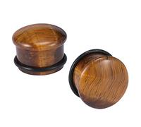 ZeSen Jewelry Tiger Eye Naturale Pietra Marrone Orecchio Spine Singolo Ear Gauge del Chiarore Calibri Expander con O-Anello Corpo Penetrante (Gauge=11/16"(18mm))