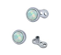 ZeSen Jewelry Top 2pcs 14g Opal Dermal Anchor e Base Chirurgico Gioielli in Acciaio internamente filettato Microdermals Corpo (2) Bianca
