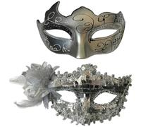 ZesGlyxyr Maschere Veneziana Coppia, 2PCS Maschera da Ballo, Maschere di Carnevale, Cosplay, Feste a Tema, Mezza Faccia per Maschere Veneziane per Uomini e Donne